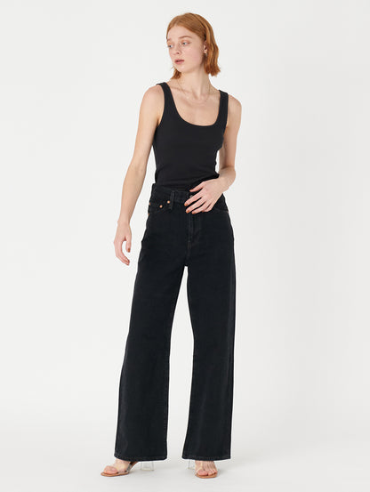 RIBCAGE WIDE LEG ブラック