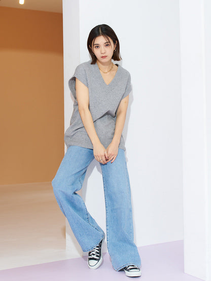 RIBCAGE WIDE LEG ライトインディゴ FAR AND WIDE