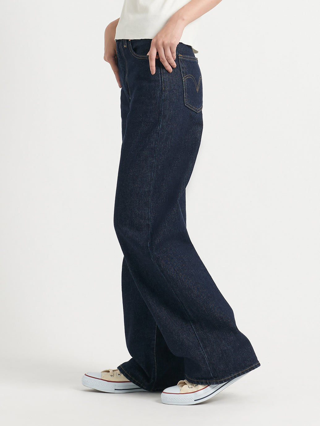 RIBCAGE WIDE LEG ジーンズ ダークインディゴ