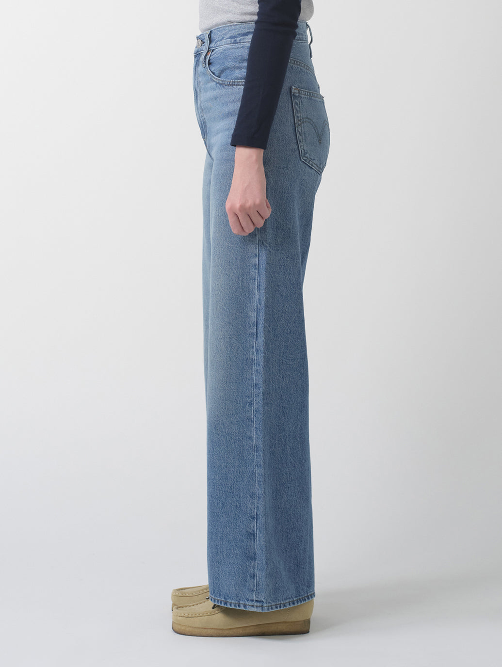 RIBCAGE WIDE LEG ジーンズ ミディアムインディゴ