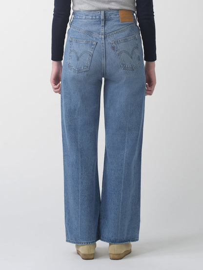 RIBCAGE WIDE LEG ジーンズ ミディアムインディゴ