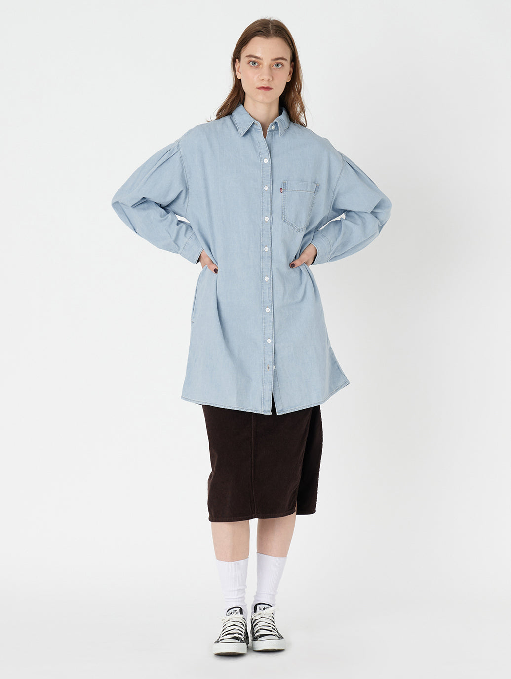 RHEA シャツワンピース ミディアムインディゴ GOOD GRADES