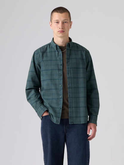 AUTHENTIC BUTTON DOWN DARK SLATE GD PLAID