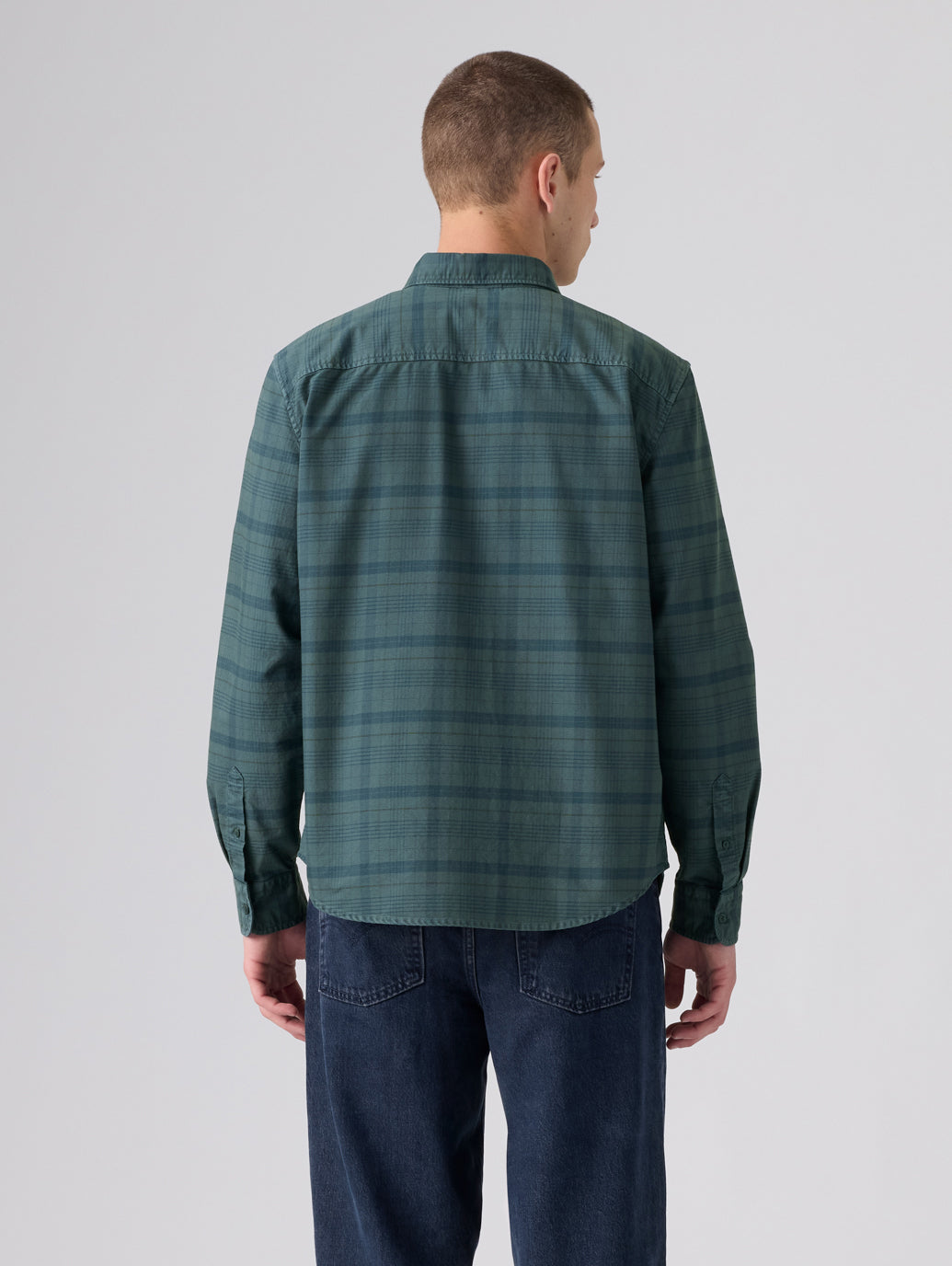 AUTHENTIC BUTTON DOWN DARK SLATE GD PLAID