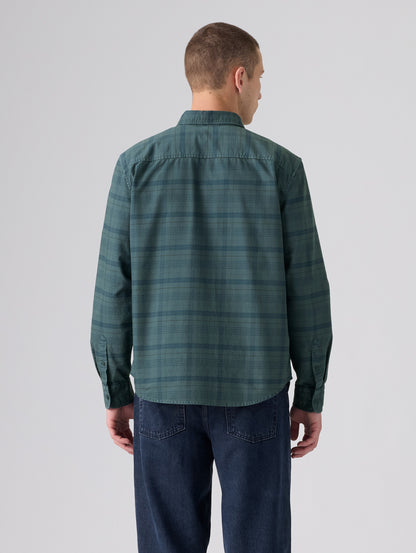 AUTHENTIC BUTTON DOWN DARK SLATE GD PLAID