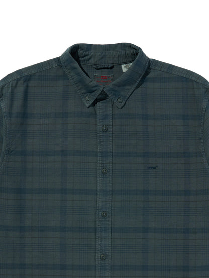 AUTHENTIC BUTTON DOWN DARK SLATE GD PLAID