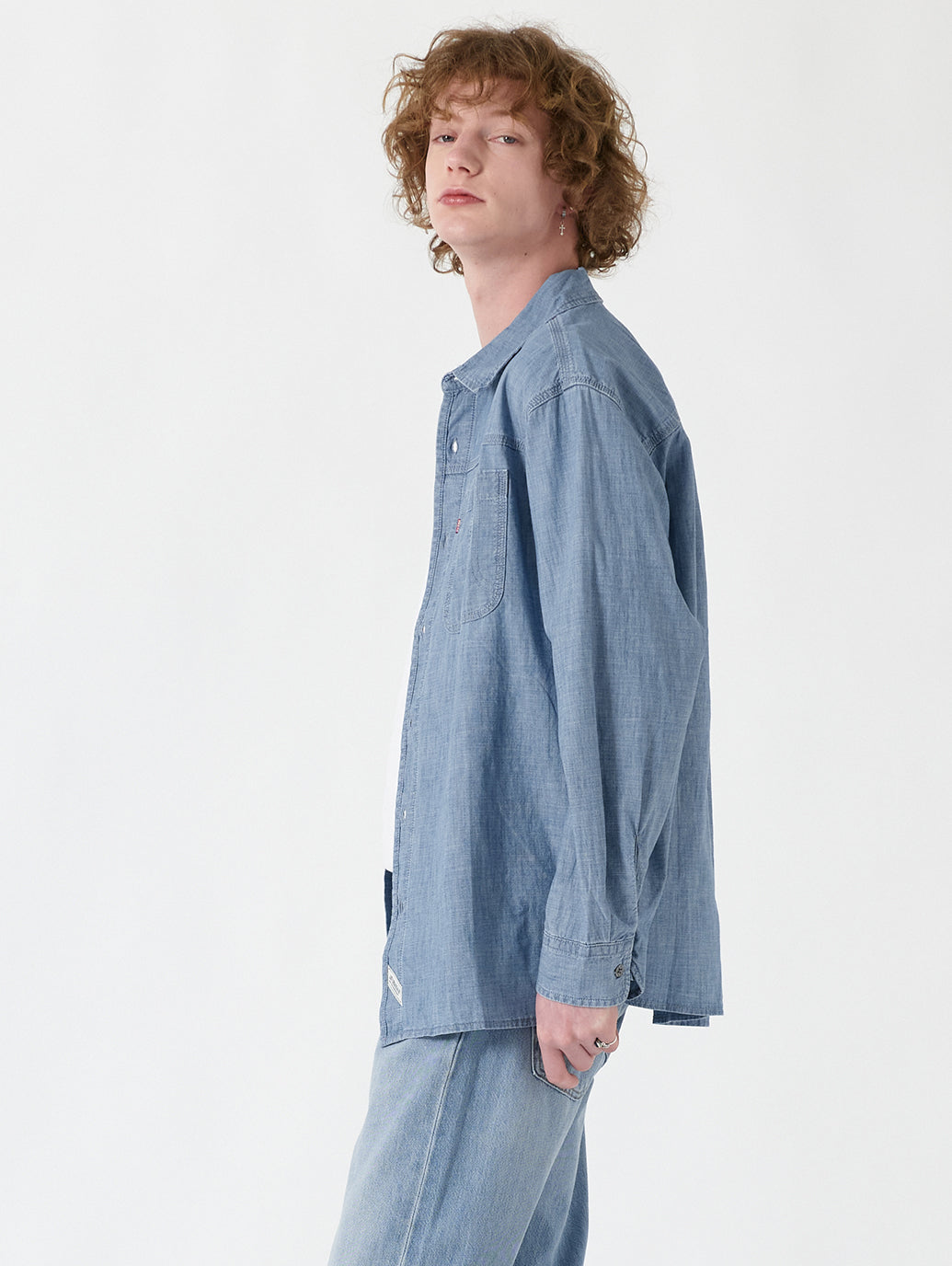 ワーカーシャツ ブルー LINDE CHAMBRAY