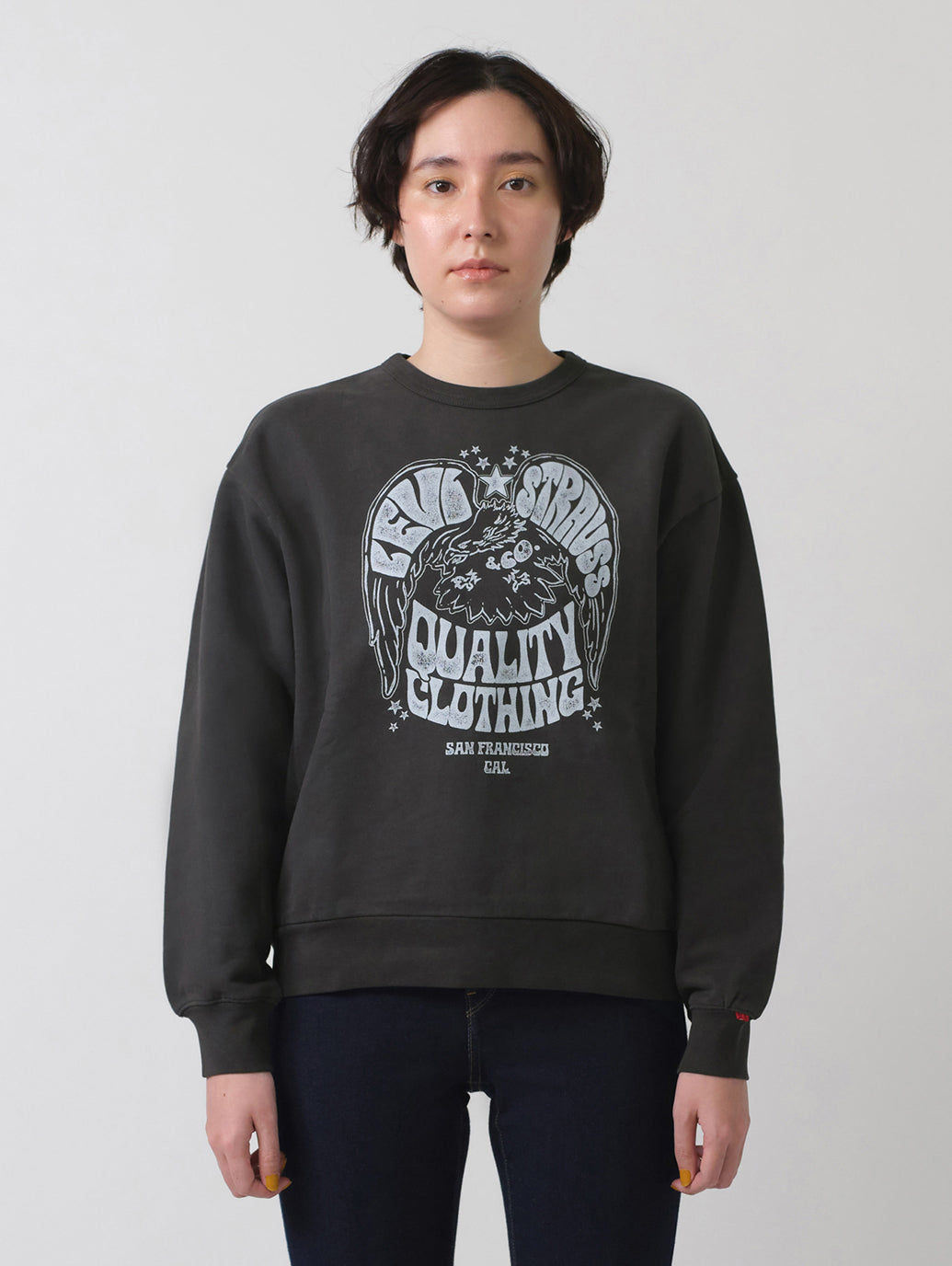 グラフィック クルーネックスウェットシャツ