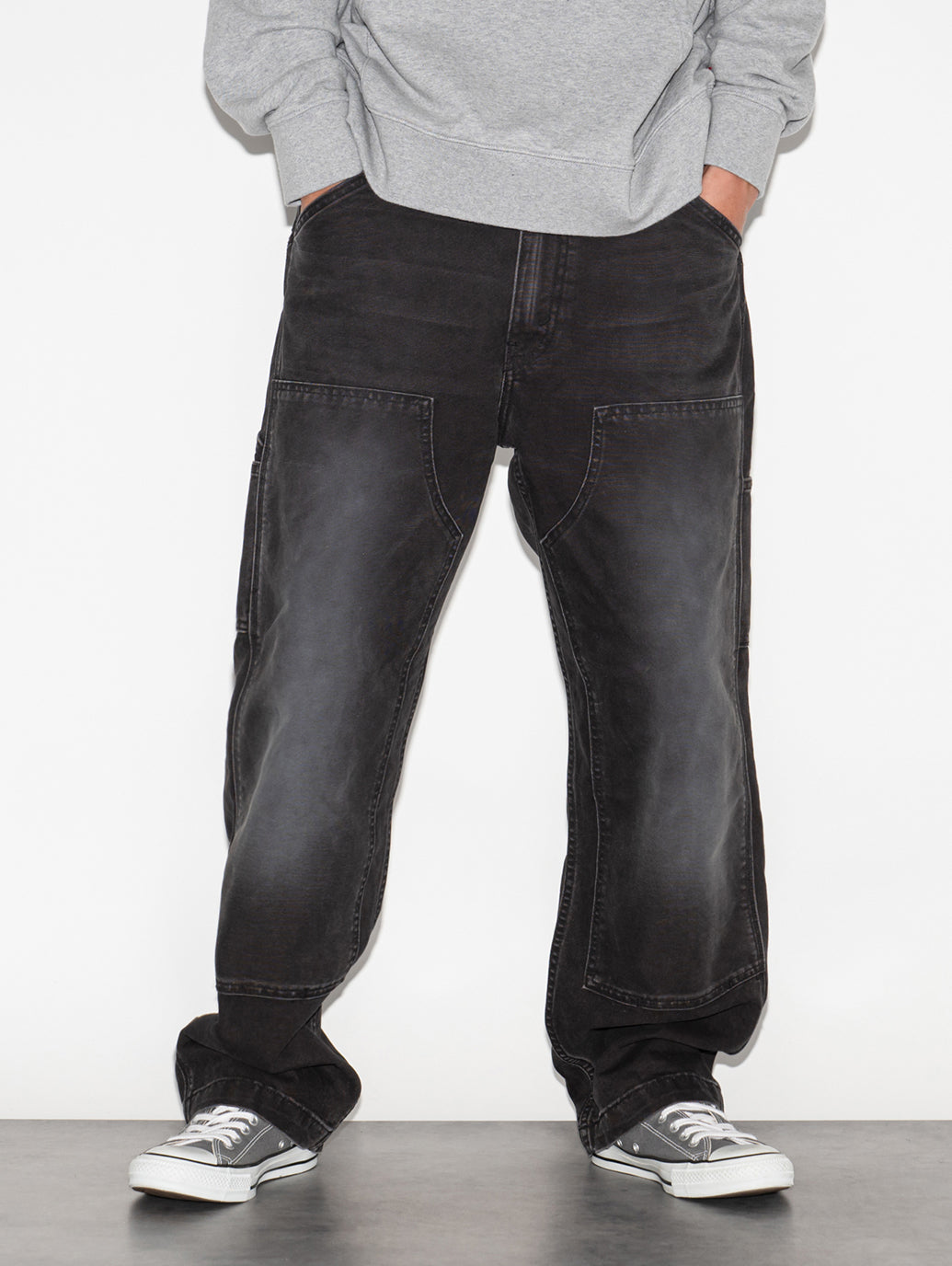 568™ ルーズストレート ダブルニー ブラック DARKEST NIGHT ME