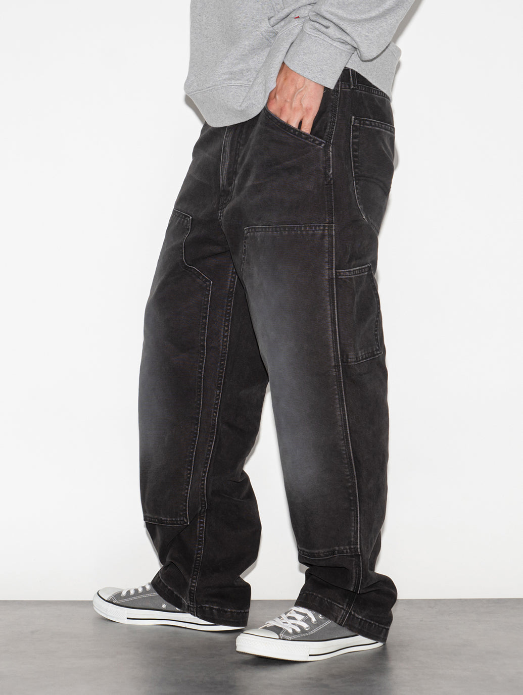 568™ ルーズストレート ダブルニー ブラック DARKEST NIGHT ME