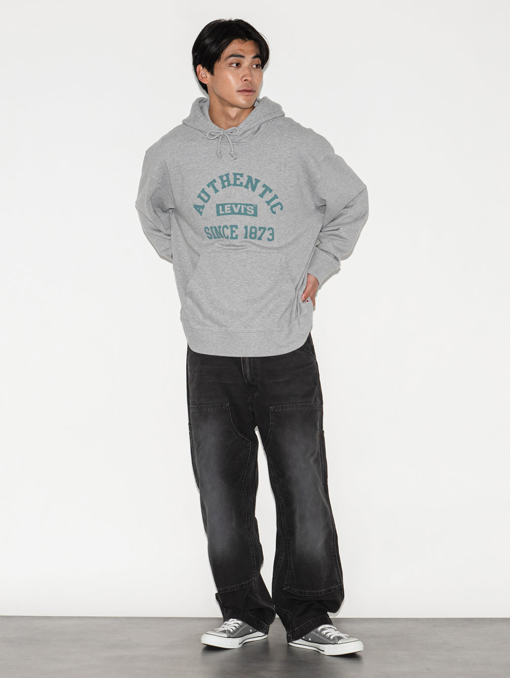 568™ ルーズストレート ダブルニー ブラック DARKEST NIGHT ME