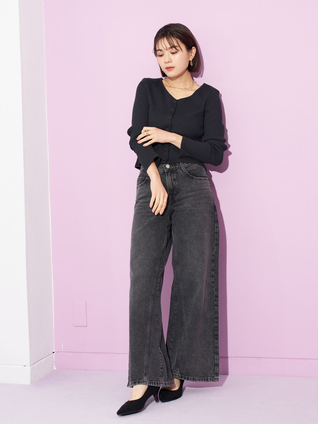 94 BAGGY WIDE LEG ブラック WHERE'S MY PHONE