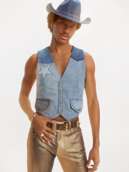 PRIDE COLLECTION パッチワーク ベスト インディゴ GIDDY UP VEST