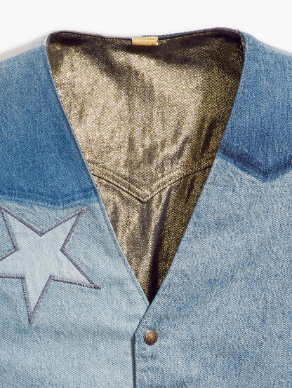 PRIDE COLLECTION パッチワーク ベスト インディゴ GIDDY UP VEST