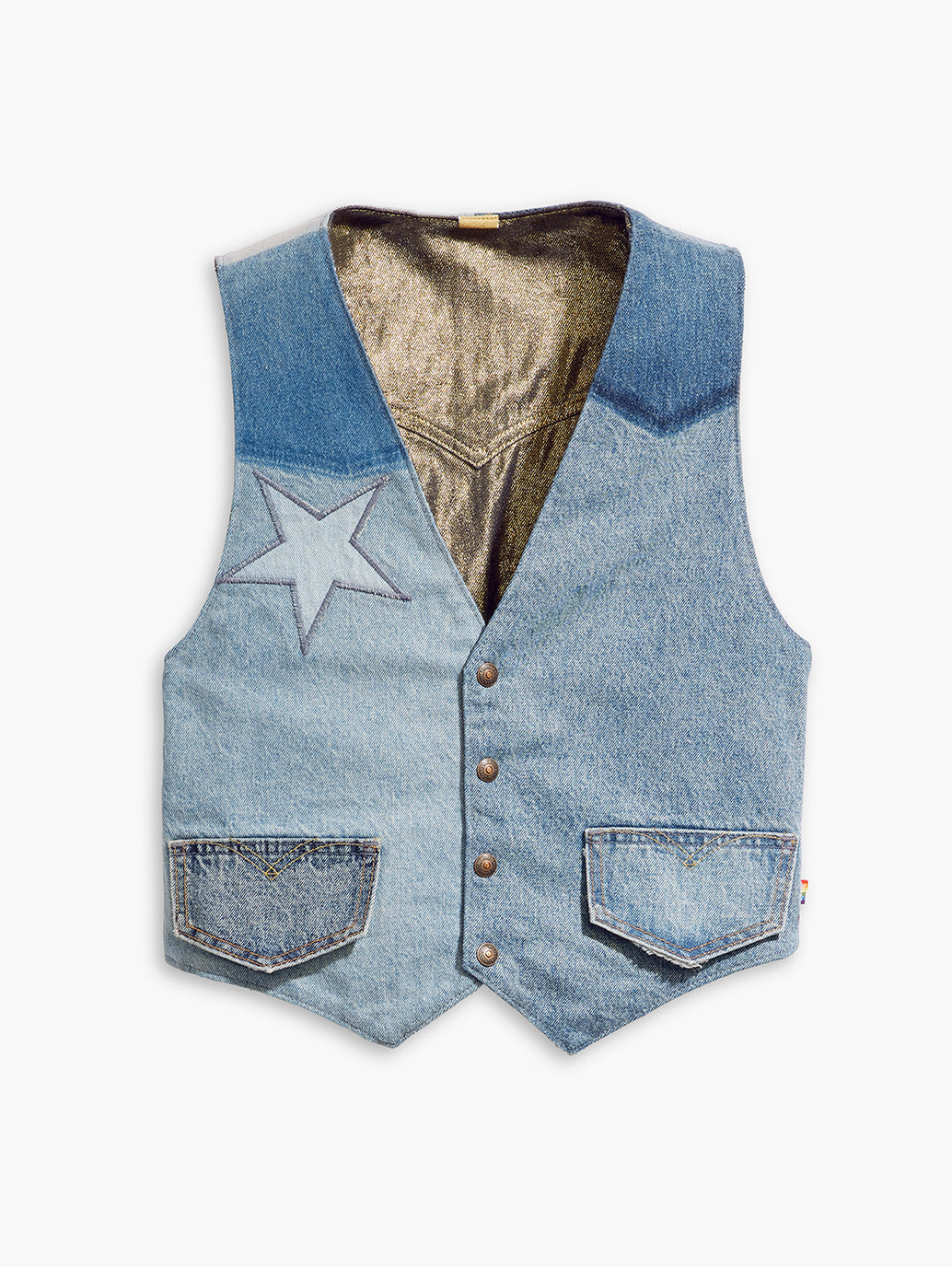 PRIDE COLLECTION パッチワーク ベスト インディゴ GIDDY UP VEST