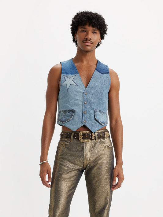 PRIDE COLLECTION パッチワーク ベスト インディゴ GIDDY UP VEST