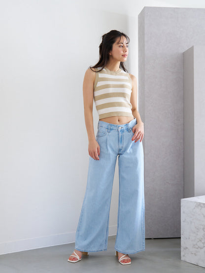 OCEAN ボーダー タンクトップ ベージュ STRIPE SAFARI