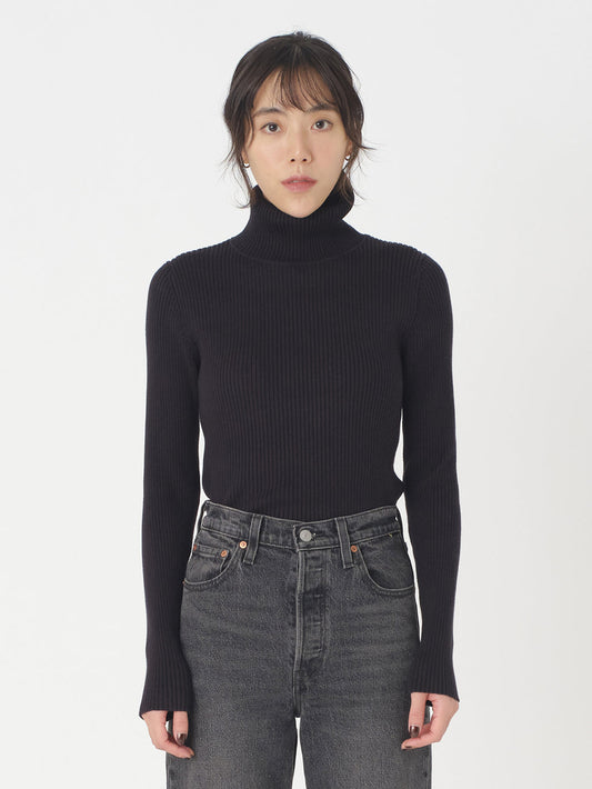タートルネック ニット ブラック CAVIAR