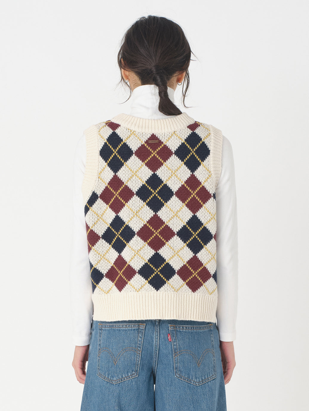 アーガイルニットベスト ホワイト ANDRIA ARGYLE