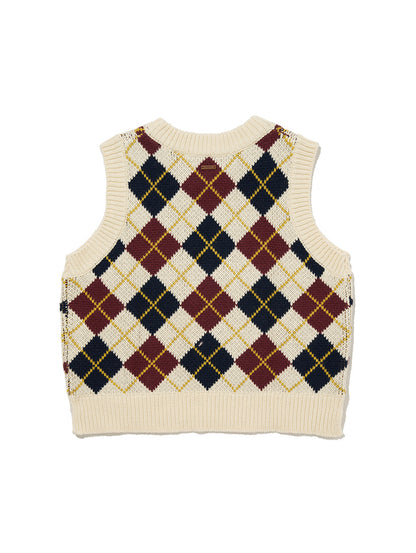 アーガイルニットベスト ホワイト ANDRIA ARGYLE