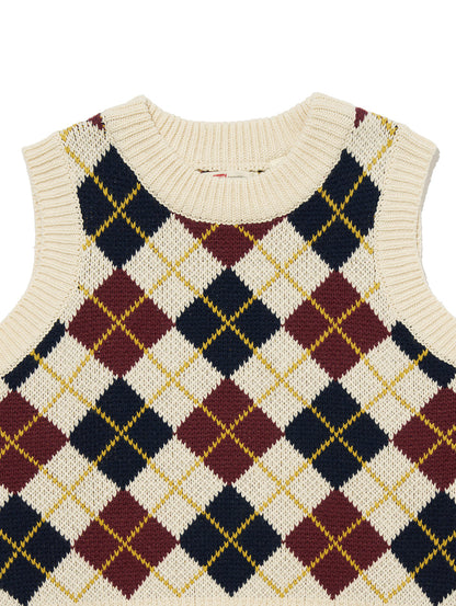 アーガイルニットベスト ホワイト ANDRIA ARGYLE
