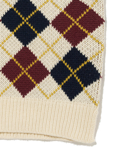 アーガイルニットベスト ホワイト ANDRIA ARGYLE