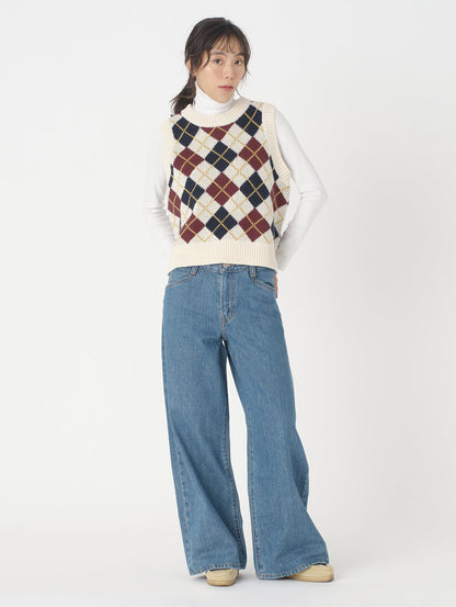 アーガイルニットベスト ホワイト ANDRIA ARGYLE