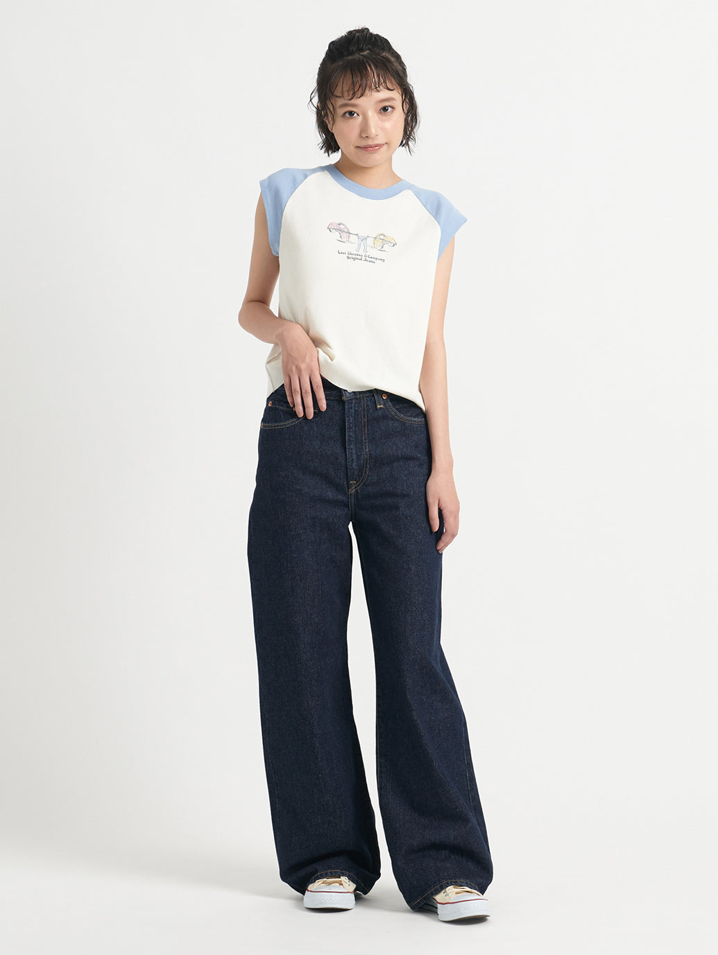 グラフィック半袖カットソー ホワイト HIPPIE PULL