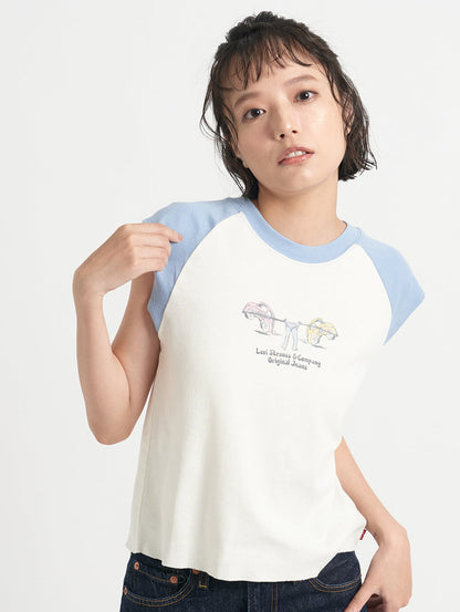 グラフィック半袖カットソー ホワイト HIPPIE PULL