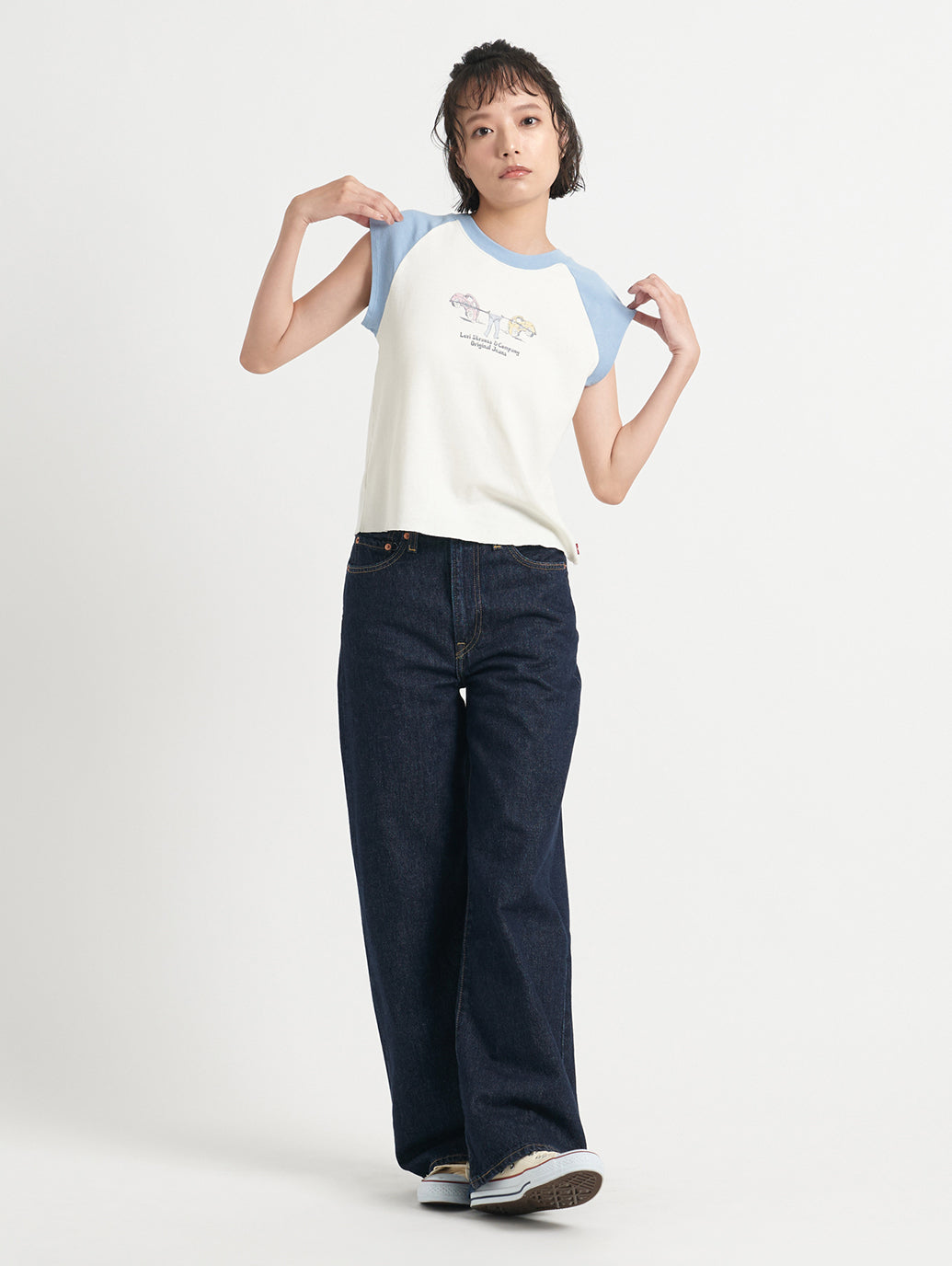 グラフィック半袖カットソー ホワイト HIPPIE PULL