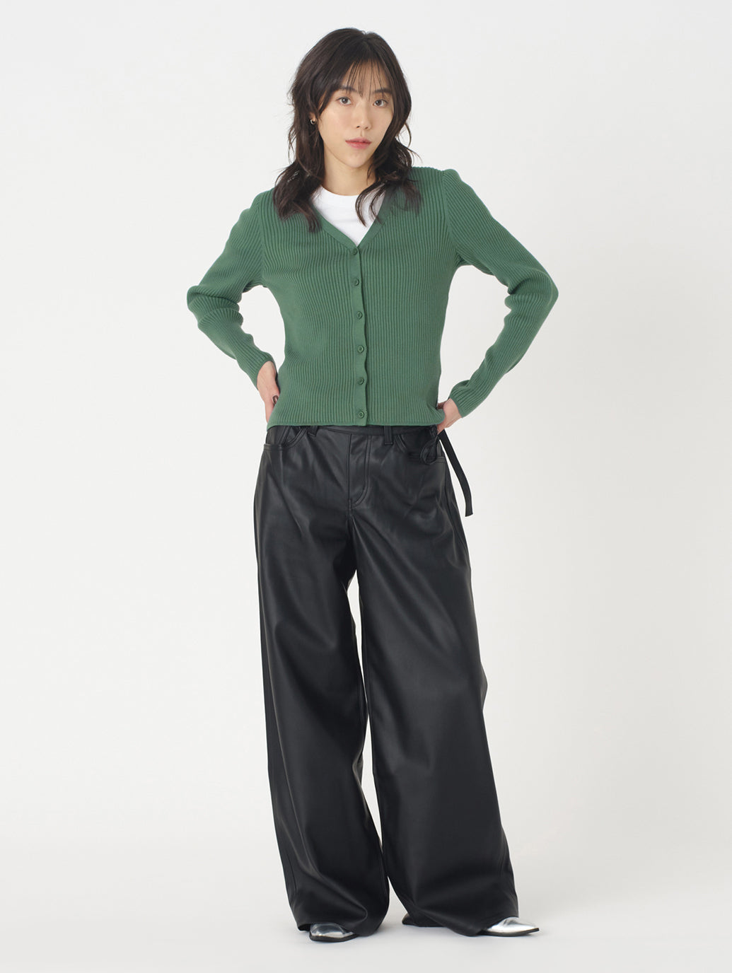 ニットカーディガン グリーン BISTRO GREEN