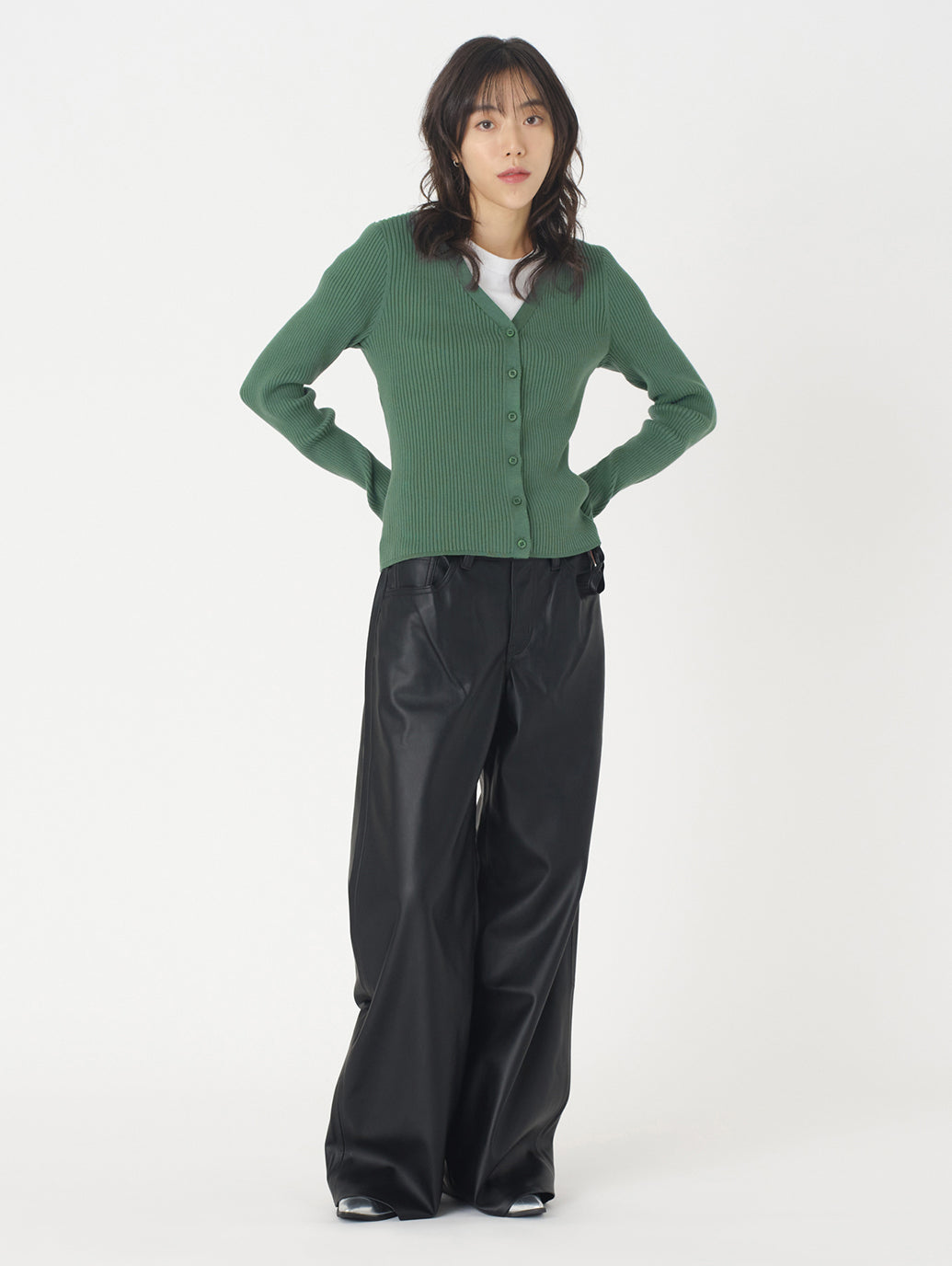 ニットカーディガン グリーン BISTRO GREEN