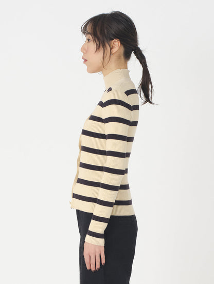 ニットカーディガン ベージュ REDWOOD STRIPE