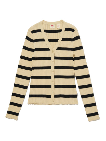 ニットカーディガン ベージュ REDWOOD STRIPE