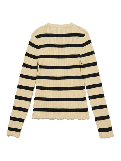 ニットカーディガン ベージュ REDWOOD STRIPE
