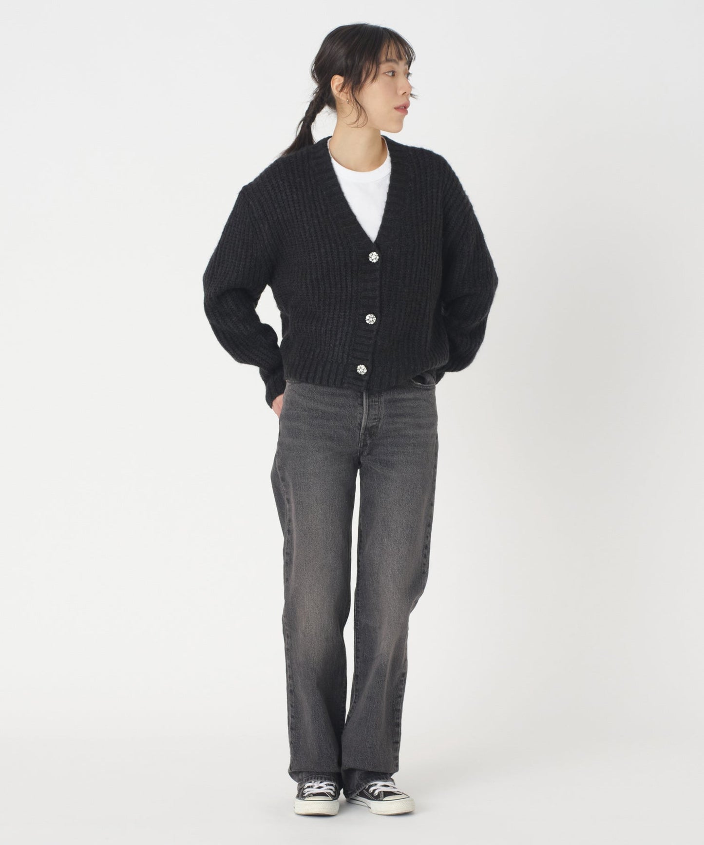 GALA FAIRISLE カーディガン ブラック CAVIAR