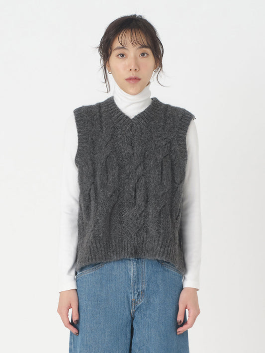 ISABEL ケーブルニットベスト グレー CHARCOAL HEATHER GREY