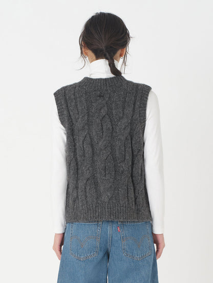 ISABEL ケーブルニットベスト グレー CHARCOAL HEATHER GREY