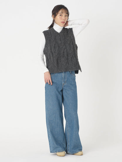 ISABEL ケーブルニットベスト グレー CHARCOAL HEATHER GREY