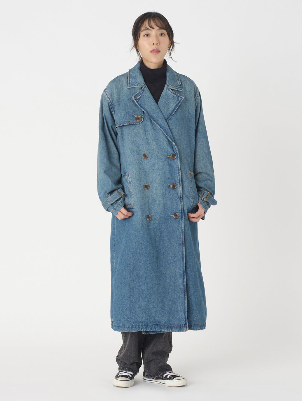 ロングトレンチコート ダークインディゴ