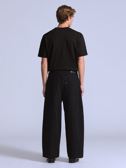 BLUETAB™ ワイドプリーツ CROP ジーンズ ブラック