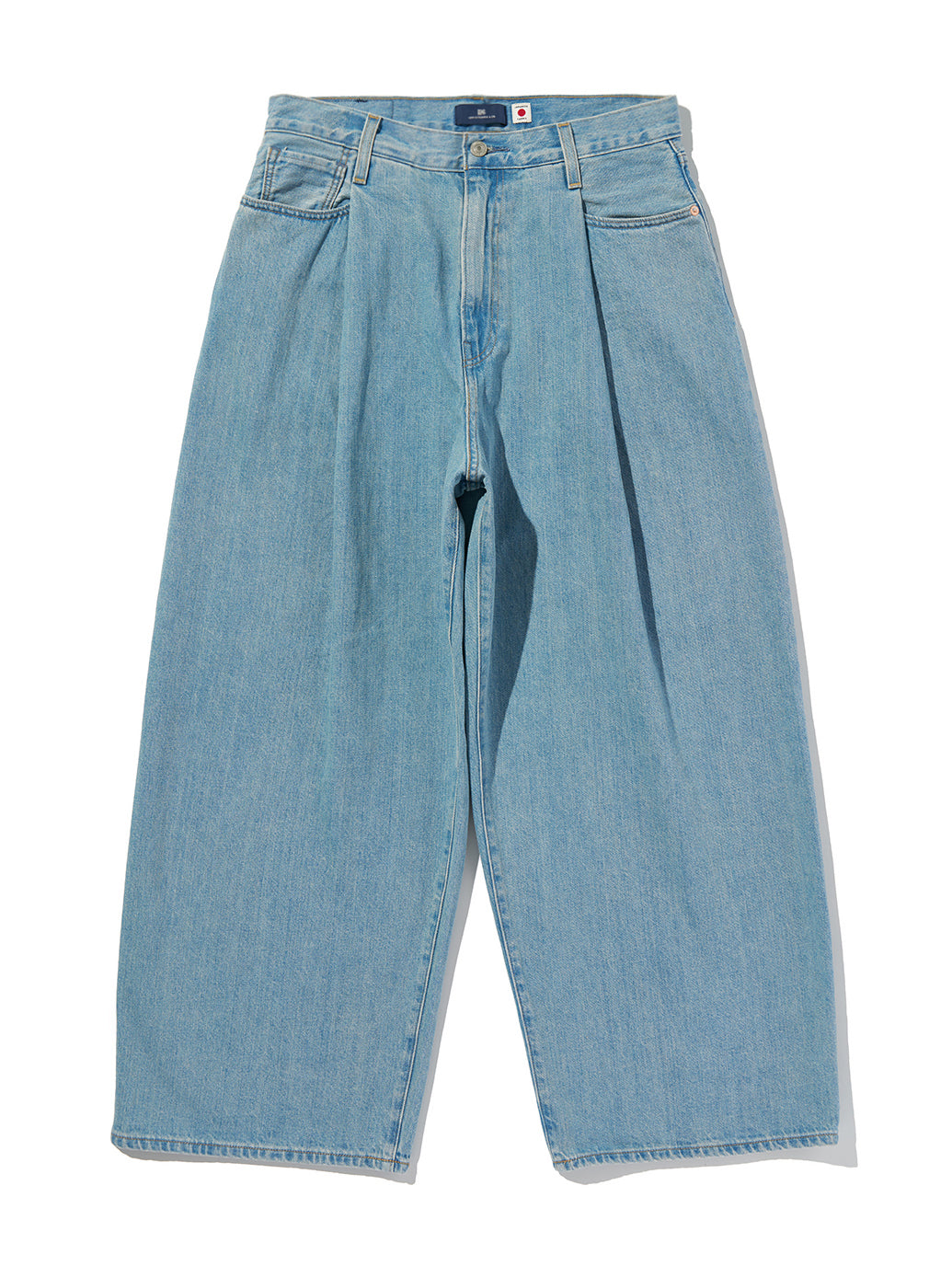 BLUETAB™ ワイドプリーツ CROP ジーンズ ライトインディゴ