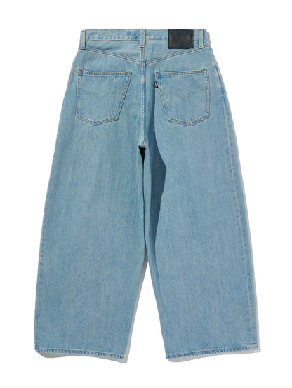 BLUETAB™ ワイドプリーツ CROP ジーンズ ライトインディゴ