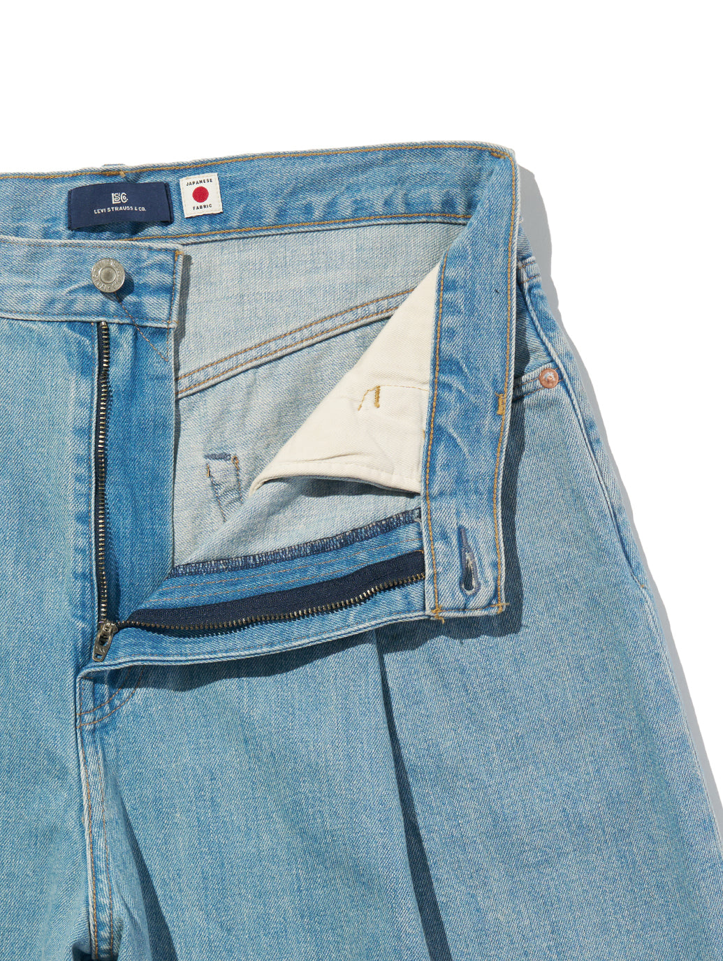 BLUETAB™ ワイドプリーツ CROP ジーンズ ライトインディゴ