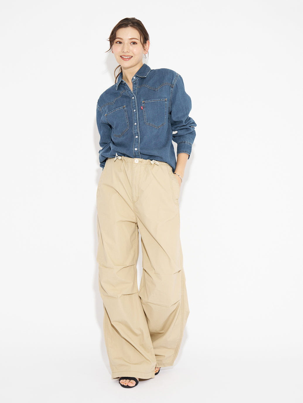 パラシュートパンツ ベージュ SAFARI