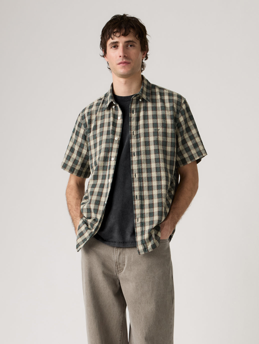 SS AUTHENTIC BUTTON DOWN Xavier Plaid PONDEROSA PI