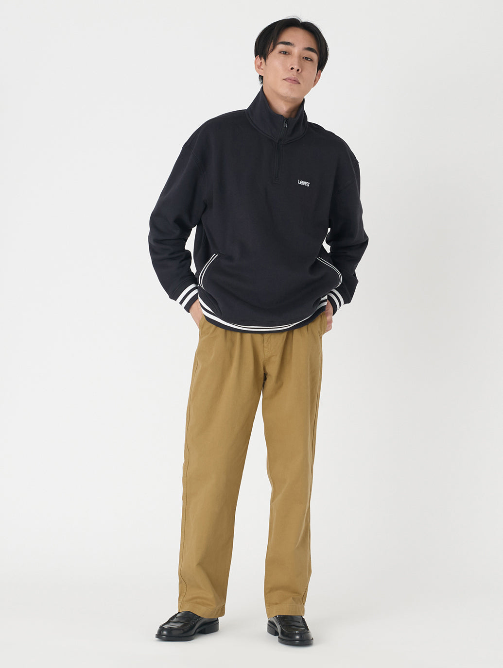 XX CHINO ルーズ ストレート プリーツ ブラウン BRITISH