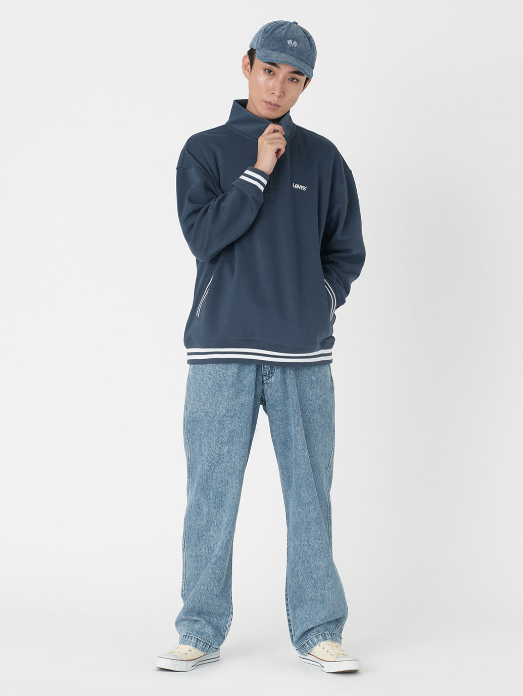 XX CHINO ルーズ ストレート プリーツ ミディアムインディゴ QUARTER PAST