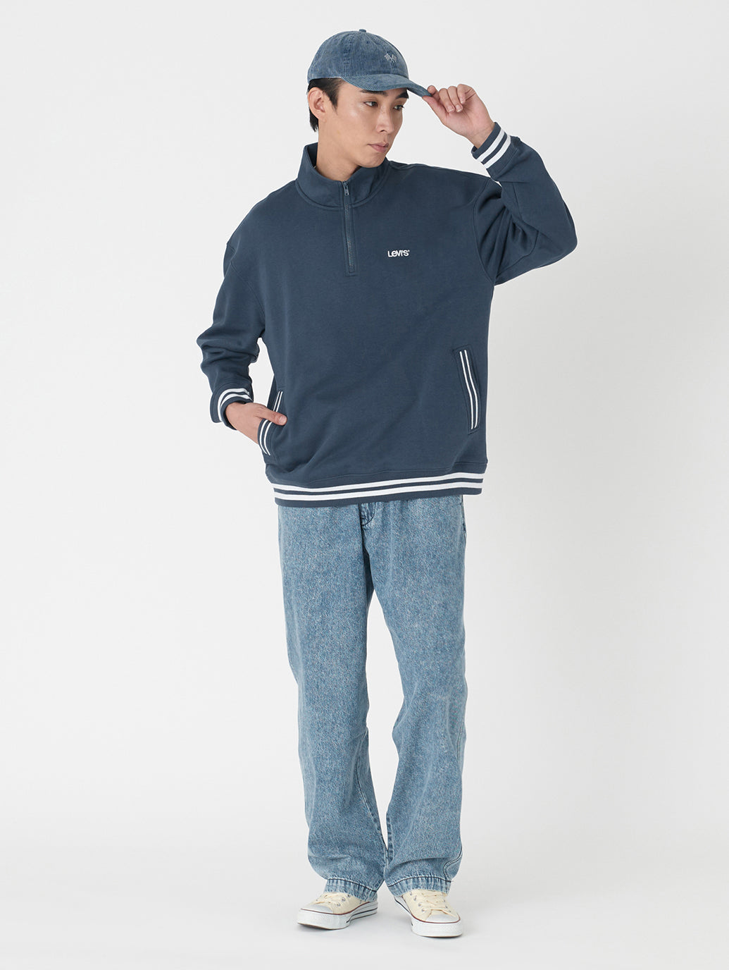 XX CHINO ルーズ ストレート プリーツ ミディアムインディゴ QUARTER PAST