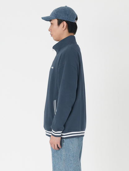 ハーフジップスウェットシャツ ブルー WILBOUR STRIPE